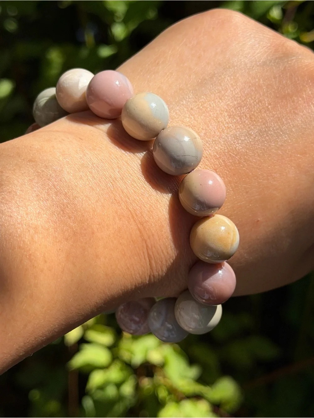 13mm pink creamy natural Alashan stretch bracelet 2213